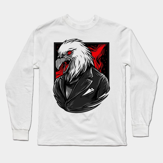 Sparrow Hawk Eagle Grey Red Long Sleeve T-Shirt by BradleyHeal